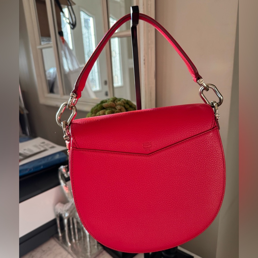 MCM Patricia Shoulder Bag with Top Handle Color block pattern - Red/Coral - EUC - Picture 2 of 11